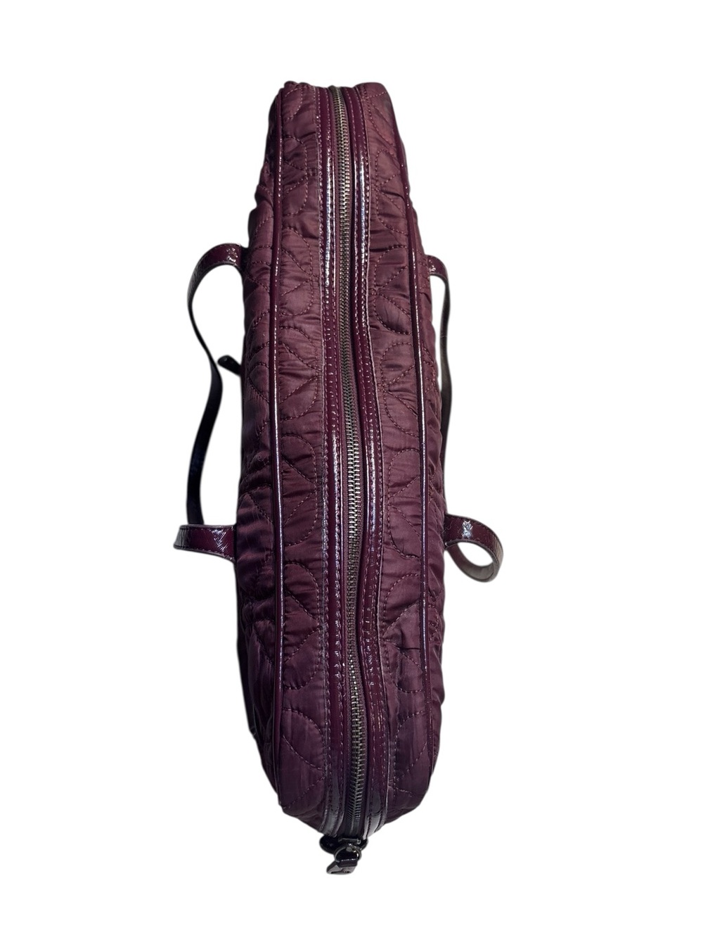 Nine West Laptop Tote Plum Purple Burgundy Quilted Diamond pattern 100% Nylon - Picture 4 of 16